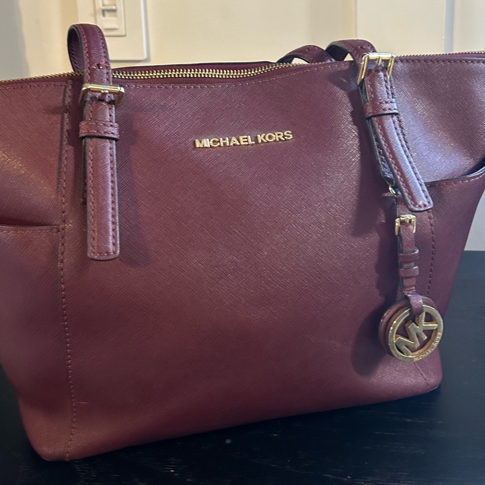 Michael Kors Burgundy Leather Tote Bag